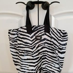 Victoria's secret pink zebra sequence bag